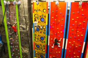 A wall climbing gym